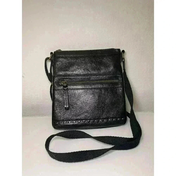 The Sak Leather Shoulder Bag, Black, Mini Fabric Strap Outside/Inside Pockets - Picture 1 of 12